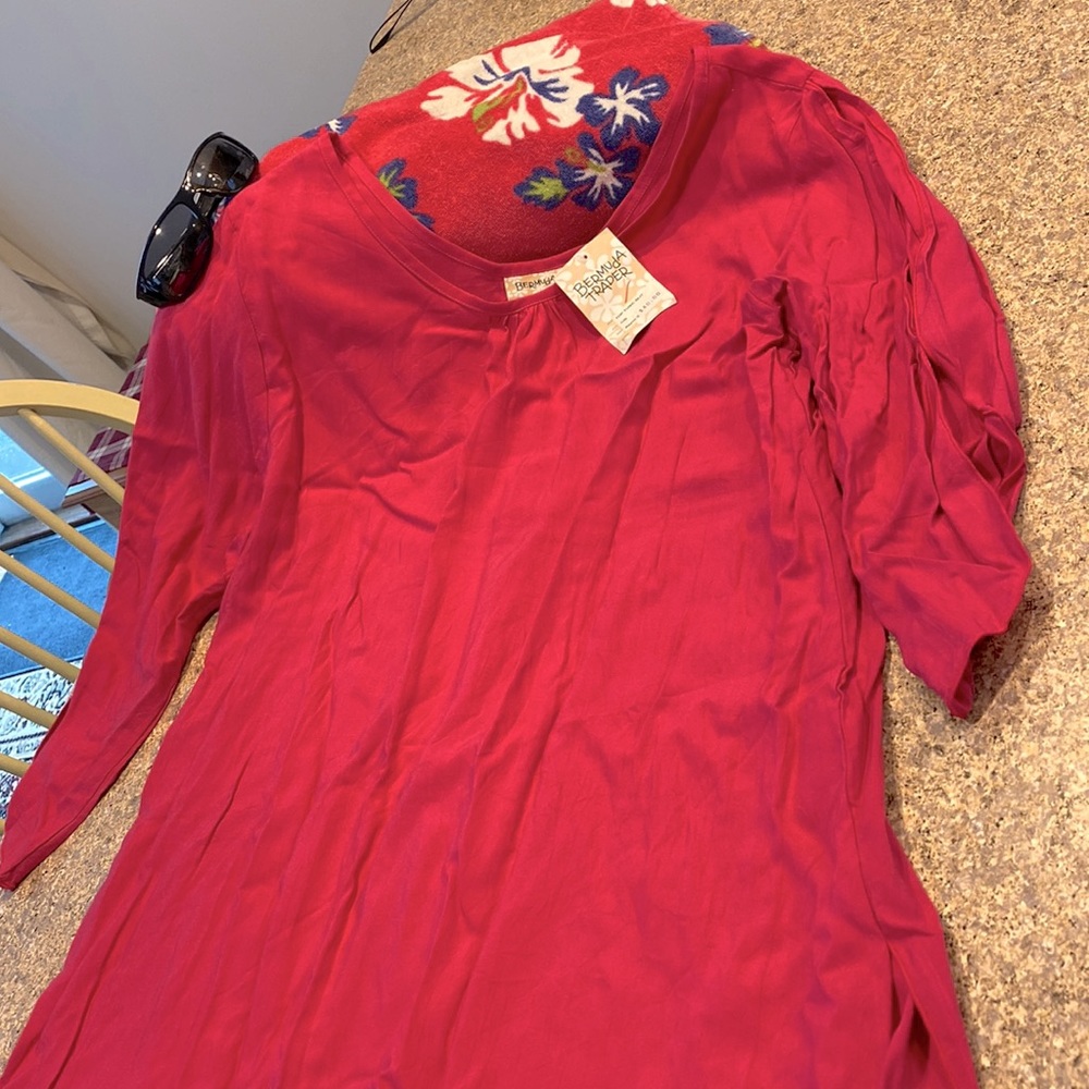 NWT Bermuda Trader Top Tunic Slit Swim Cover Up Pink